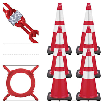 Mr. Chain 28" Red Reflective Traffic Cones And Reflective Chain Kit