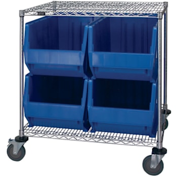 Image for Quantum Storage Systems Wire Cart With 4 Blue Hulk Containers, 30" X 36" X 42" from HD Supply