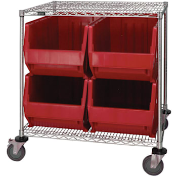 Image for Quantum Storage Systems Wire Cart With 4 Red Hulk Containers, 30" X 36" X 42" from HD Supply