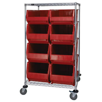 Image for Quantum Storage Systems Wire Cart With 8 Red Hulk Containers, 30" X 36" X 69" from HD Supply