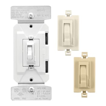 Image for Eaton Universal Toggle Dimmer, 1-Pole Or 3-Way, White, Light Almond, Ivory from HD Supply