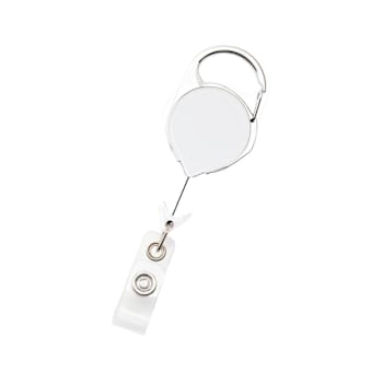 Key-Bak Retract-A-Badge™ Carabiner Top With Slide Clip White Package Of 25