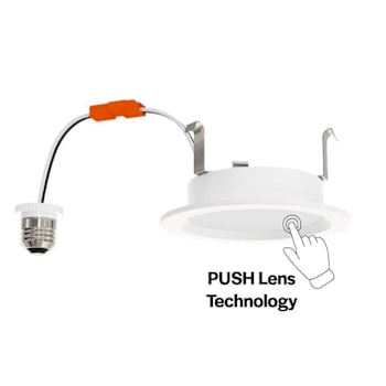 Halco 4" LED Push Lens Retrofit Slim Downlight, Baffle Trim, Select Cct, 8 Watt