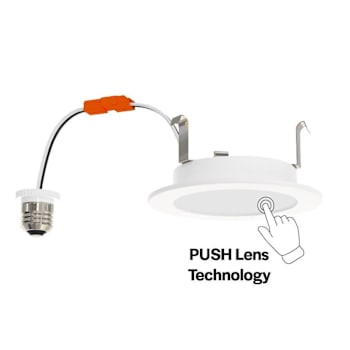 Halco 4" LED Push Lens Retrofit Slim Downlight, Smooth Trim, Select Cct, 8 Watt