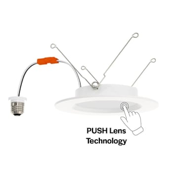 Halco 6" LED Push Lens Retrofit Slim Downlight, Baffle Trim, Select Cct, 10 Watt