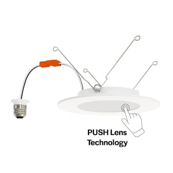 Halco 6" LED Push Lens Retrofit Slim Downlight, Smooth Trim, Select Cct, 10 Watt