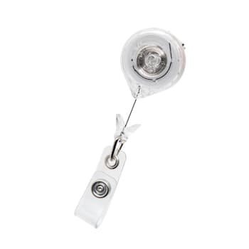 Key-Bak Round Mini-Bak® Id Badge Retractor Clear Swivel Clip Strap Package Of 25