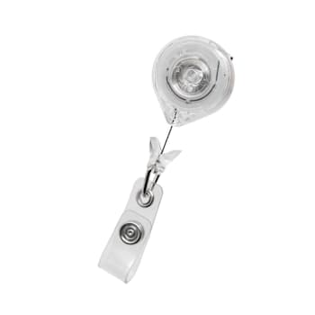 Key-Bak Round Mini-Bak® Id Badge Retractor Clear Slide Clip Strap Package Of 25
