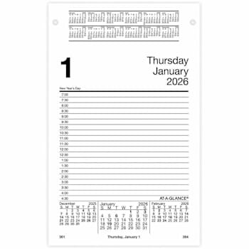 At-A-Glance Pad Style Desk Pad Calendar Refill 12 Month Jan-Dec 2026 White