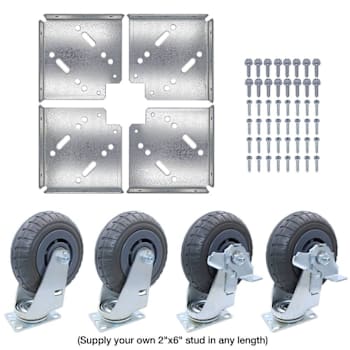Snap-Loc Wood Dolly Kit With 6" Synthetic Rubber Casters