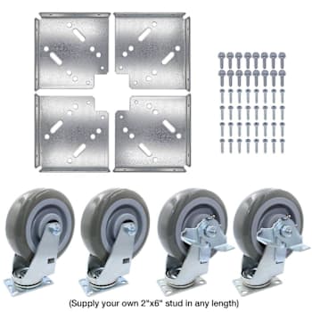 Snap-Loc Wood Dolly Kit With 6" Polyurethane Casters