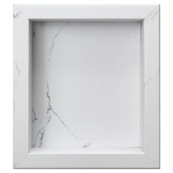 Palisade Shower Niche Insert, 15.5"X17.5"X3.75", Carrara Marble/Urban Glacier
