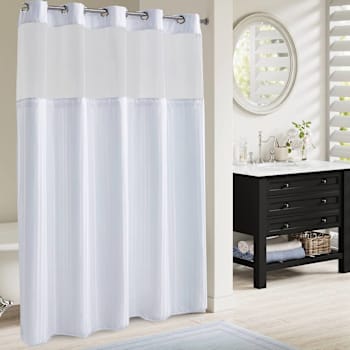 Image for Wyndham Zerohook Shower Curtain Herringbone 71x77 Case Of 12 from HD Supply