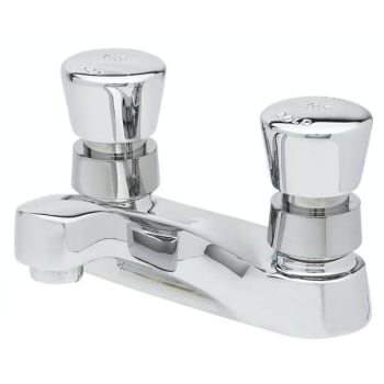 T & S® Metering Faucet, 0.5 GPM, 1.437" Spout, 4" Center, Polished Chrome