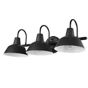 Image for Globe Electric Barnyard 24" 3-Light Matte Black Vanity Light, Industrial Shades from HD Supply