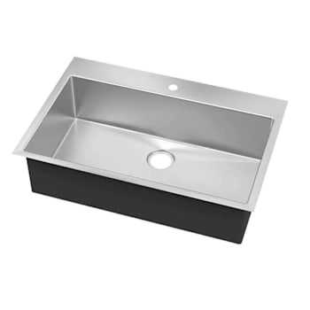 Seasons 25 In. Dual-Mount Single Bowl Stainless Steel Kitchen Sink, 18 Gauge