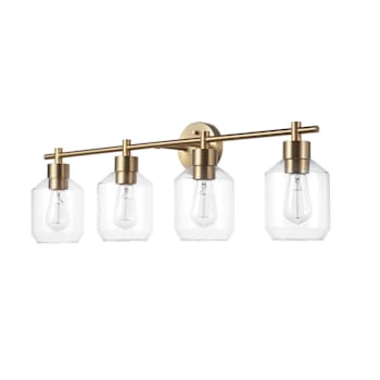 Image for Globe Electric Cannes 34.25" 4-Light Matte Brass Vanity Light, Clear Shades from HD Supply