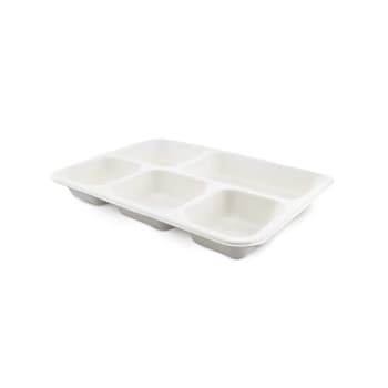 RDI-USA Bagasse 5 Compartment Meal Tray  Case Of 500