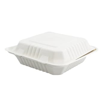 RDI-USA Bagasse Clamshell 8x8 1-Compartment Case Of 200
