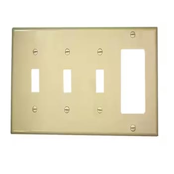 Image for Leviton 4-Gang Ivory 3-Toggle/1-Decora/Rocker Nylon Standard Wall Plate from HD Supply