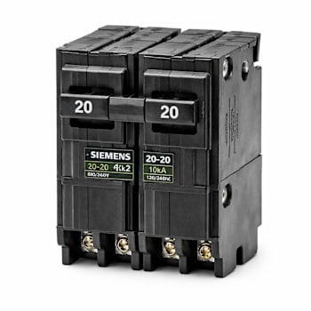 Image for Siemens Triplex Two Outer 20a 1-Pole/One Inner 20a Double-Pole Circuit Breaker from HD Supply