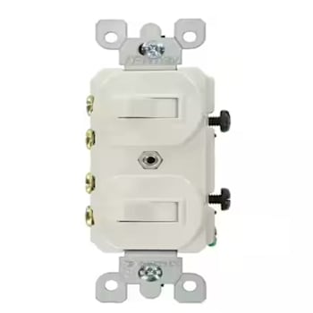 Image for Leviton 15 Amp Commercial Grade Combination Two 3-Way Toggle Switches White from HD Supply