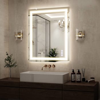Easly 32" W X 40" H LED Light Anti-Fog Rectangular Frameless Wall Vanity Mirror