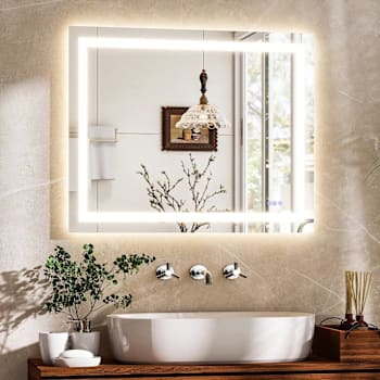 Easly 30" W X 36" H LED Light Anti-Fog Rectangular Frameless Wall Vanity Mirror