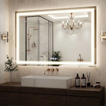 Easly 40" W X 60" H LED Light Anti-Fog Rectangular Frameless Wall Vanity Mirror