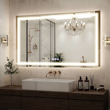 Easly 36" W X 60" H LED Light Anti-Fog Rectangular Frameless Wall Vanity Mirror