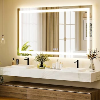 Easly 30" W X 55" H LED Light Anti-Fog Rectangular Frameless Wall Vanity Mirror