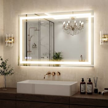 Easly 32" W X 48" H LED Light Anti-Fog Rectangular Frameless Wall Vanity Mirror