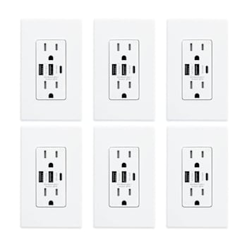Image for Elegrp 30w 6.0 Amp 3-Port USB Wall Outlet Matte White Package Of 6 from HD Supply