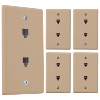 Newhouse Hardware 2-Port Telephone Jack Wall Plate, Ivory, Package Of 5