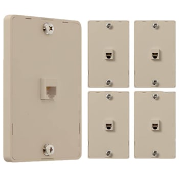 Newhouse Hardware 1-Port Telephone Jack, Rj11 Connection, White, Package Of 5
