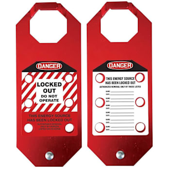 Accuform Danger Locked Out Do Not Operate Aluma-Tag Hasp