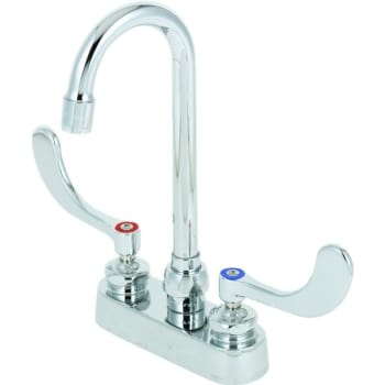Chicago Faucets® Sink Faucets, 2.2 Gpm, 6.75" Spout, 4" Center, Polished Chrome, Two Handle
