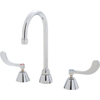 Chicago Faucets® Sink Faucets, 2.2 GPM, 7.5" Spout, 8" Center, Polished Chrome, Two Handle