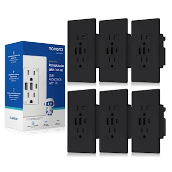 Image for Elegrp 30w 6.0 Amp 3-Port USB Wall Outlet, Matte Black Package Of 6 from HD Supply