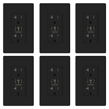 Image for Elegrp 30w 6.0 Amp 3-Port USB Wall Outlet, Matte Black Package Of 6 from HD Supply
