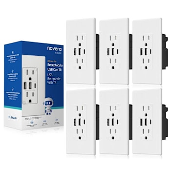 Image for Elegrp 30w 6.0 Amp 3-Port USB Wall Outlet, Matte White Package Of 6 from HD Supply