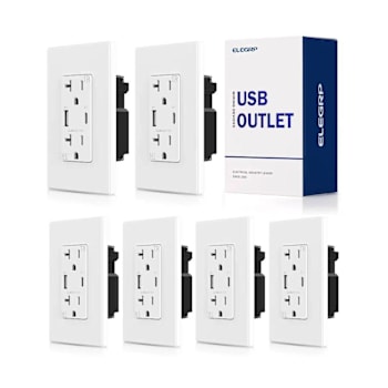 Image for Elegrp 57w Type A & C USB Wall Outlet, Ul Listed, White Package Of 6 from HD Supply