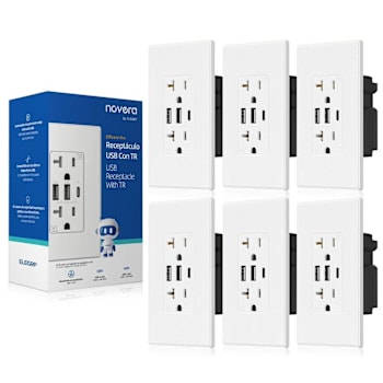 Image for Elegrp 30w 6.0 Amp 3-Port USB Wall Outlet, Matte White Package Of 6 from HD Supply