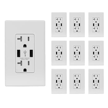 Image for Elegrp 25w Dual Type A USB Wall Outlet White Package Of 10 from HD Supply