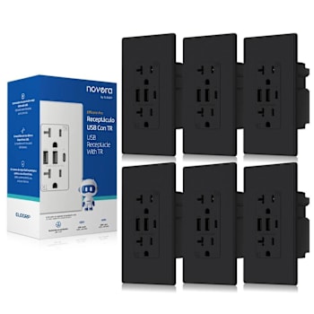 Image for Elegrp 30w 6.0 Amp 3-Port USB Wall Outlet, Matte Black Package Of 6 from HD Supply