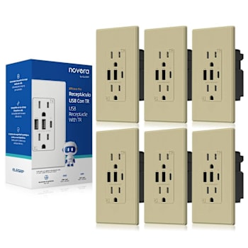 Image for Elegrp 30w 6.0 Amp 3-Port USB Wall Outlet, Matte Ivory Package Of 6 from HD Supply
