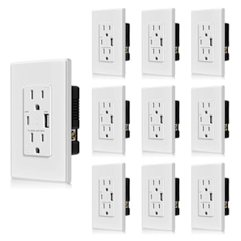 Elegrp 38w Type A & C USB Wall Outlet Ul Listed, White Package Of 10