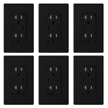 Image for Elegrp 60w Dual Type C USB Wall Outlet, Wall Plate Ul Listed, Black Package Of 6 from HD Supply