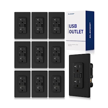 Image for Elegrp 38w Type A & C USB Wall Outlet Black Package Of 10 from HD Supply