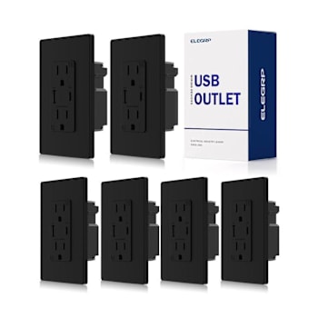 Image for Elegrp 57w Type A & C USB Wall Outlet, Black Package Of 6 from HD Supply